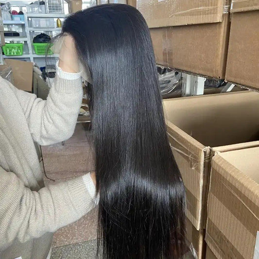 Peluca de cabello humano 100 % brasileño sin procesar con encaje frontal de 13 x 4