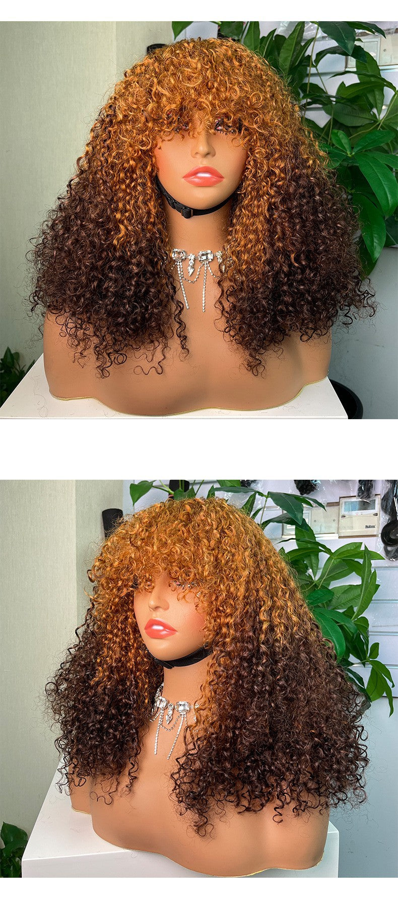 100% Real Hair Head Cover Curly Wave Human Hair Wig