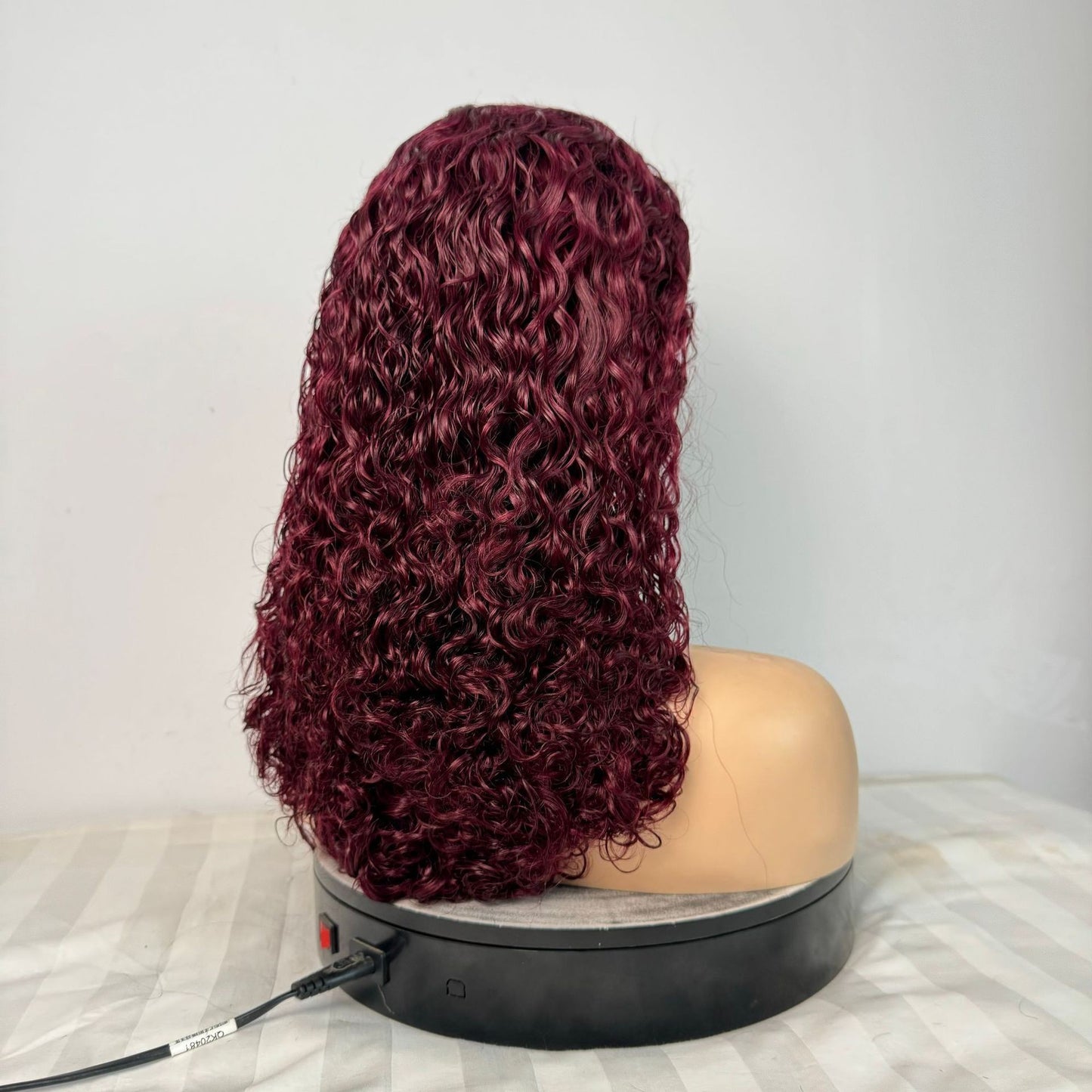 13*4 Real Hair Head Covering Front Lace Burgundy Color 12A Pixie Curl Wigs