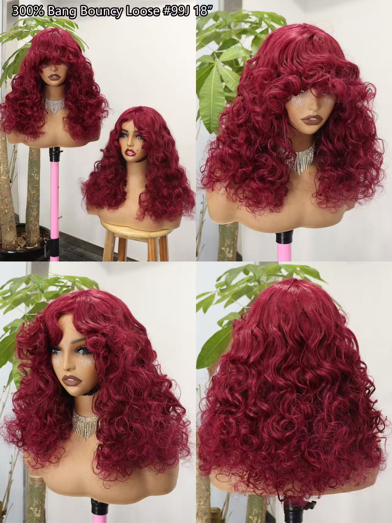 300% Bang Bouncy Loose Real Human Hair Hair Cover 100% Human Hair