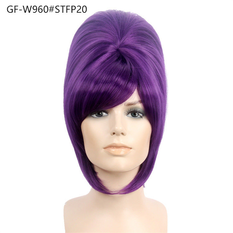 60s Retro Wig 613Blonde Gold 14 Inch Side Bangs Party Carnival Halloween Wig