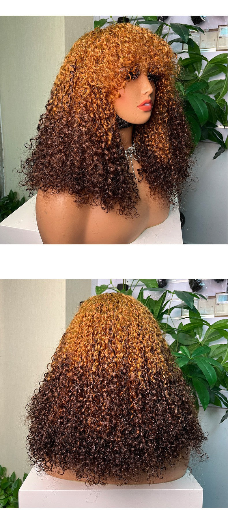 100% Real Hair Head Cover Curly Wave Human Hair Wig