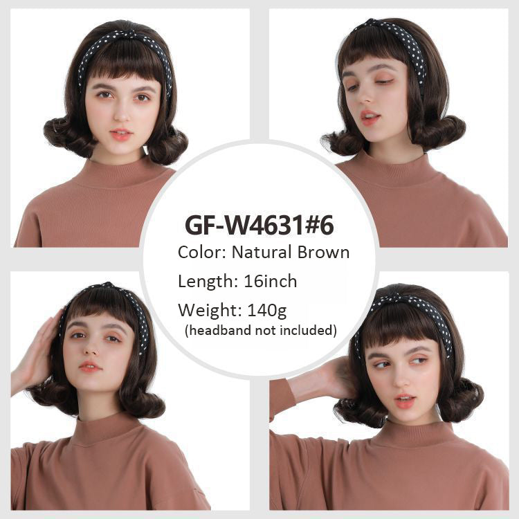 60s Vintage Halloween Party Wig 40cm Flip up American Style