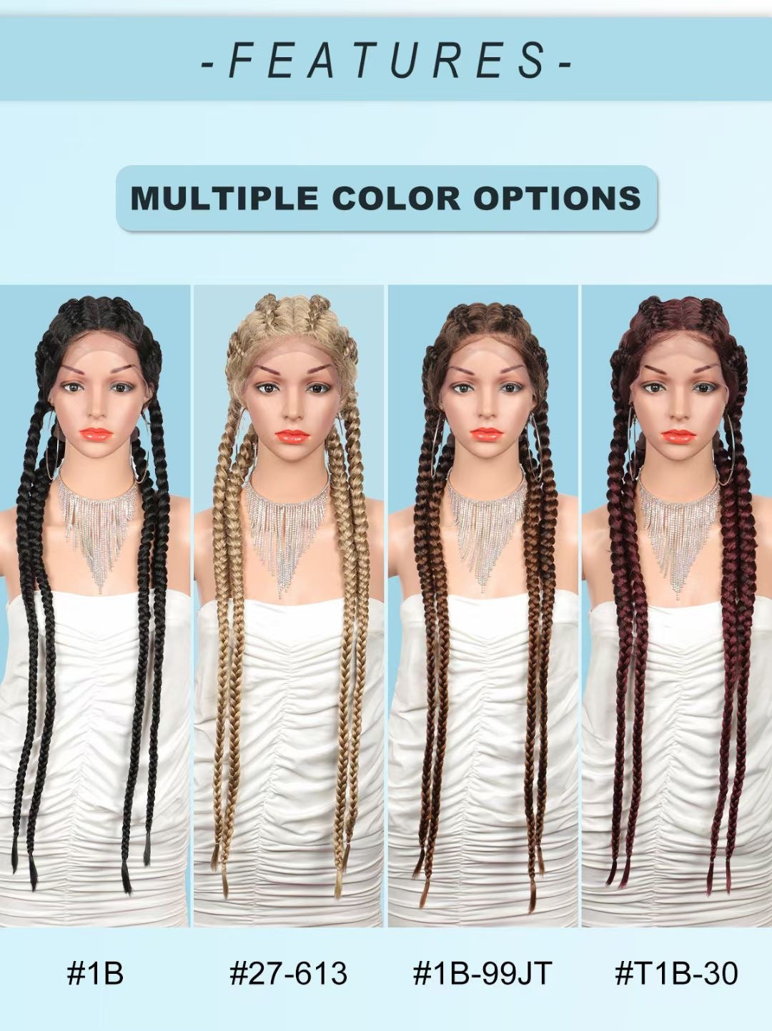 Hot Sale Front Lace Chemical Fiber Hair Four Braids Fishbone Braid Head Covering
