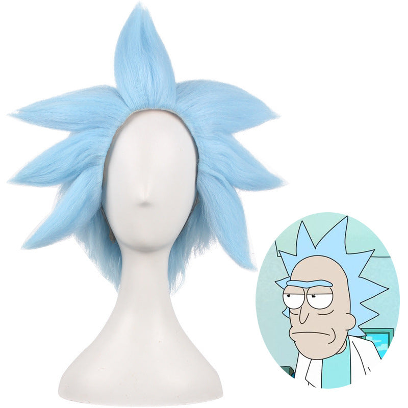 Rick&norty Lake Blue Cos Exaggerated Styling Performance Wig