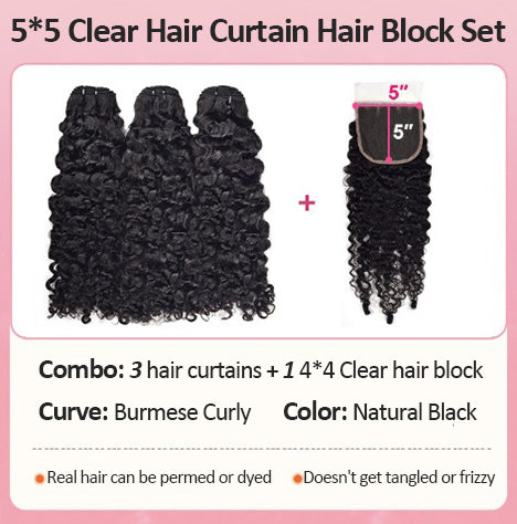 Lace Hair Block Wig Brazila Hair Bundle Burmese Curly Human Hair Curtains