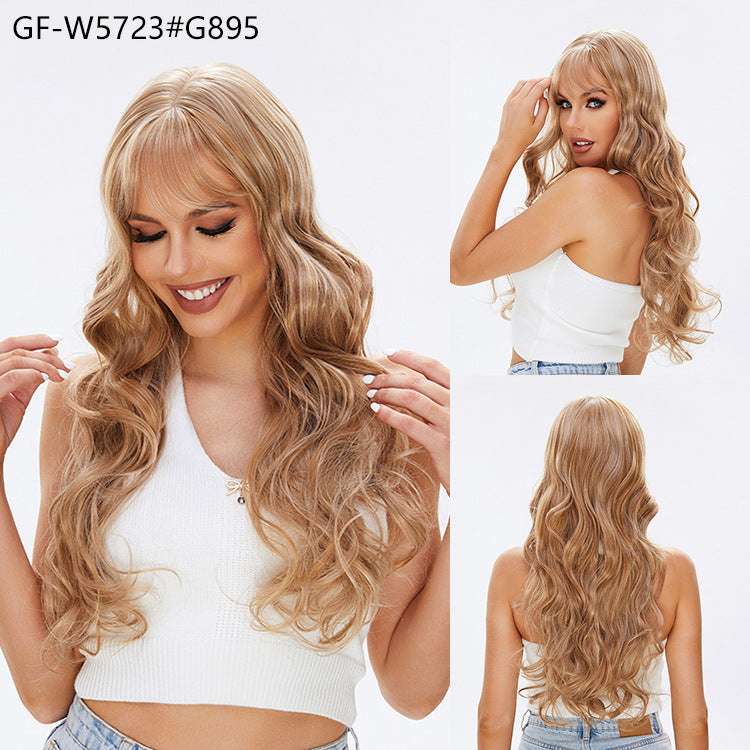 White-gold wig long hair summer women's straight long hair ash blonde wig
