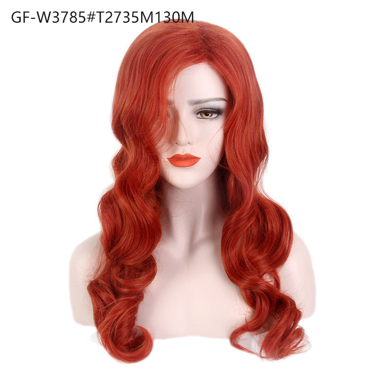 Wig Sexy Ladies Wig Headpiece Side-parted Red Curly Big Wave Wig
