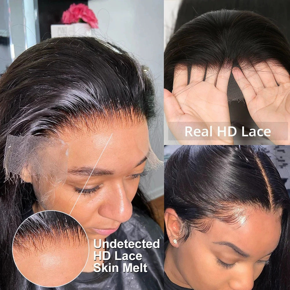 Front Lace Front Lace Wig Women Center Parted African Long Curly Hair Head Set Real Wig 100% Human Hair