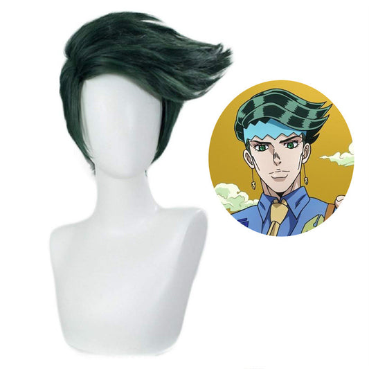 Peluca de cosplay al por mayor de JoJo's Bizarre Adventure, peluca de anime azul-verde con trenza de Jolyne Kujo
