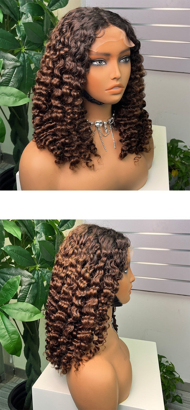 Lace Spring Curls Real Human Hair Burmese Curly Wig Full Headgear