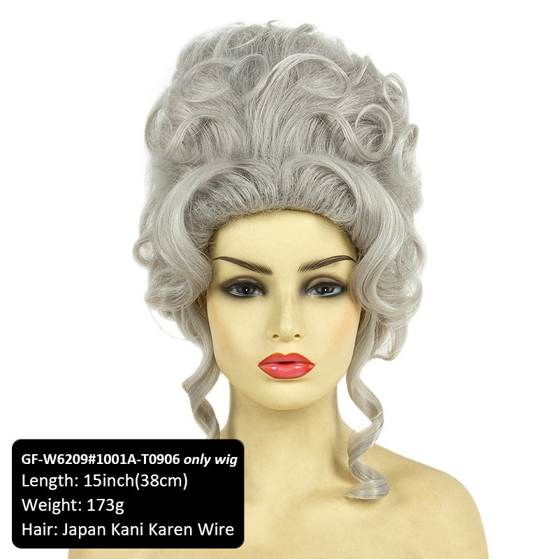 Export-Exclusive Medieval Vintage Top Hat Festival Costume Ball Premium Wig Set Halloween Wig