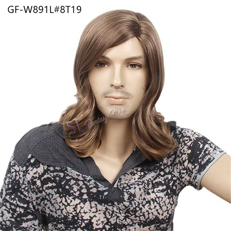 70s80s Men's Vintage Cos Wigs Black Beauty Tip Halloween Wigs