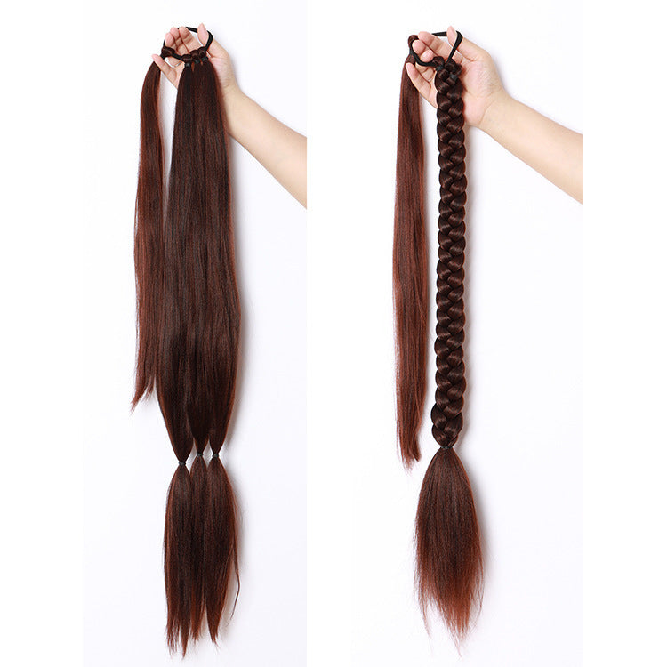 Export Trade Wig Ponytail Braided Style Wig Ponytail Extension Three-Strand Braid Export Trade Wig Ponytail Braided Hair Extension