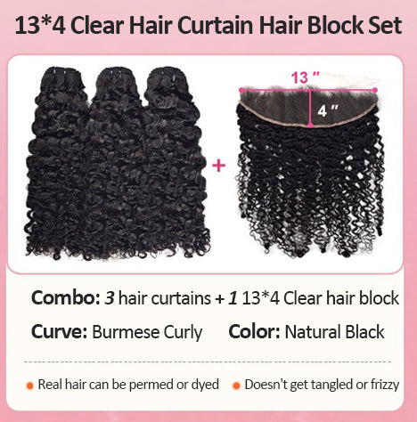 Lace Hair Block Wig Brazila Hair Bundle Burmese Curly Human Hair Curtains