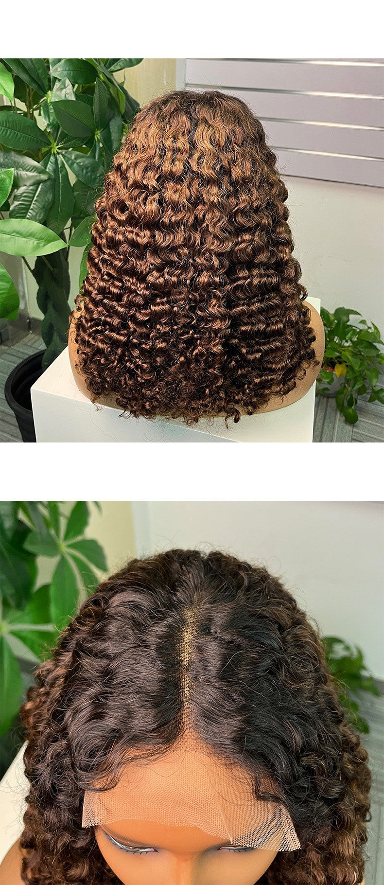 Lace Spring Curls Real Human Hair Burmese Curly Wig Full Headgear