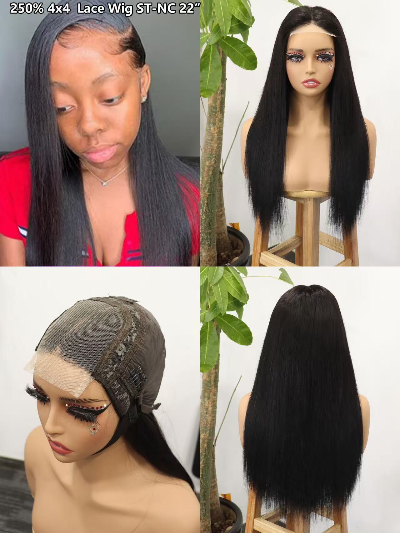 Wig Real Hair Front Lace Head Cover 250% 4x4 Lace Wig 100% Human Hair