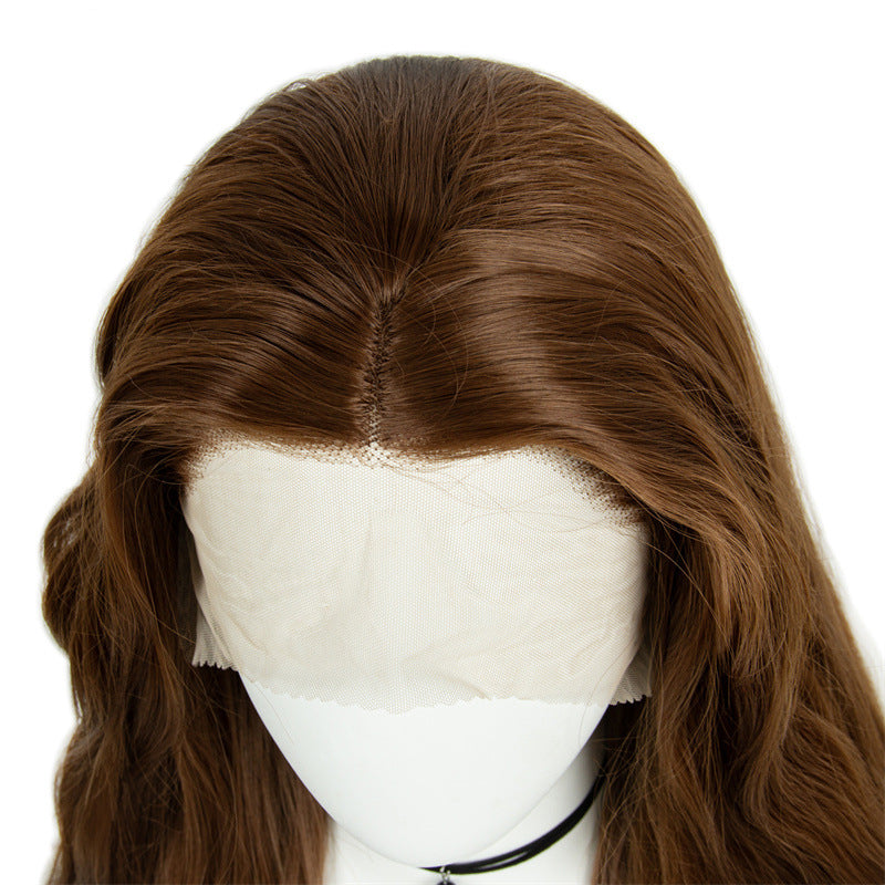 13x3 HD Lace Wig Free-parting Brown 80cm Long Curly Hair Female Front Lace Wig