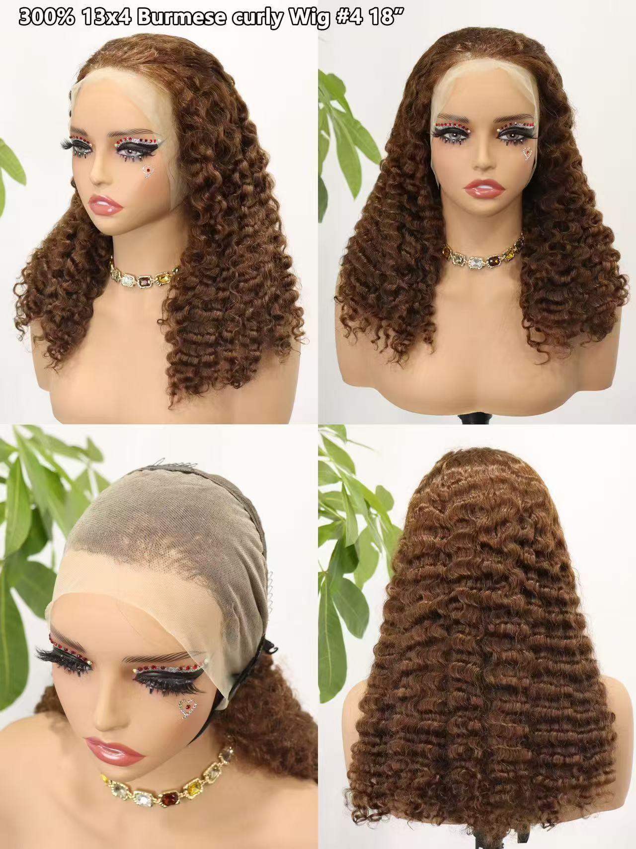 Front Lace Real Hair 13*4 Frontal Lace Wig Burmese Curly 100% Human Hair