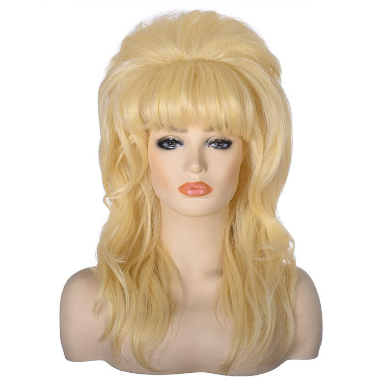Wigs Rose Net pink High Hat Holiday Long Curly Hair Christmas High Temperature Hair