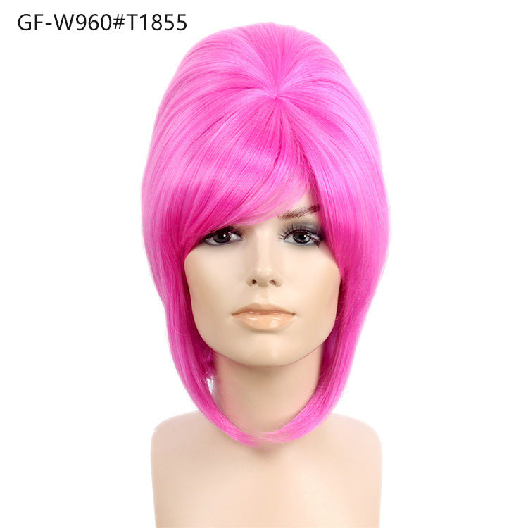60s Retro Wig 613Blonde Gold 14 Inch Side Bangs Party Carnival Halloween Wig