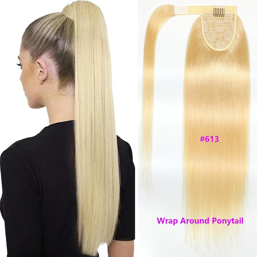 HUMAN HAIR Real Hair Wig velcro Ponytail WRAP PONYTAIL