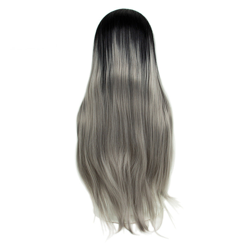 Gray Gradient 32inch Large Area 13x3 Half Hand Hook Front Lace Wig