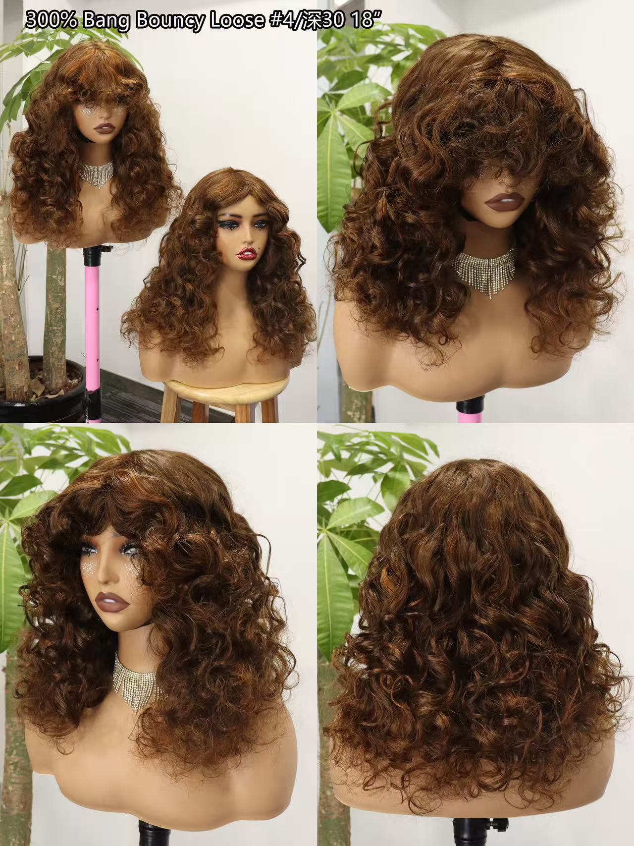 300% Bang Bouncy Loose Real Human Hair Hair Cover 100% Human Hair