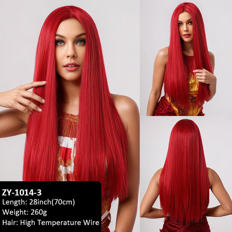 Women's Wigs Basic Models in the Parted Black Long Straight Female Chemical Fiber Wig
