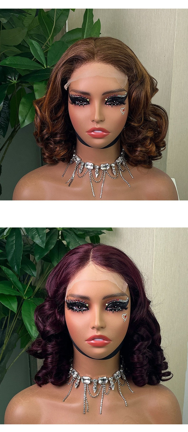 Bouncy Curly Glueless Wig Front Lace Short Hair Real Wig Head Covering