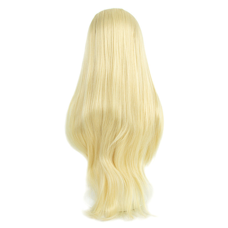Platinum blonde hand-woven high-definition front fiber lace wig cap 13*3 wig for women