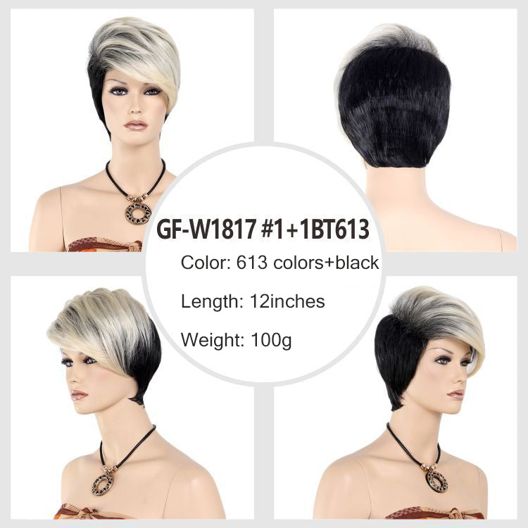 Mom's high-end wig pixie wig, brown Kanikaron short curly wig