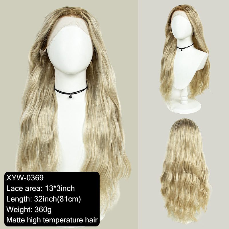 Platinum blonde hand-woven high-definition front fiber lace wig cap 13*3 wig for women
