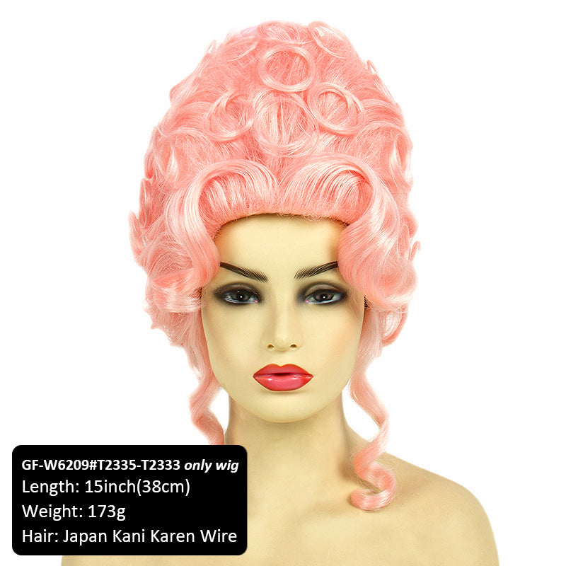 Export-Exclusive Medieval Vintage Top Hat Festival Costume Ball Premium Wig Set Halloween Wig