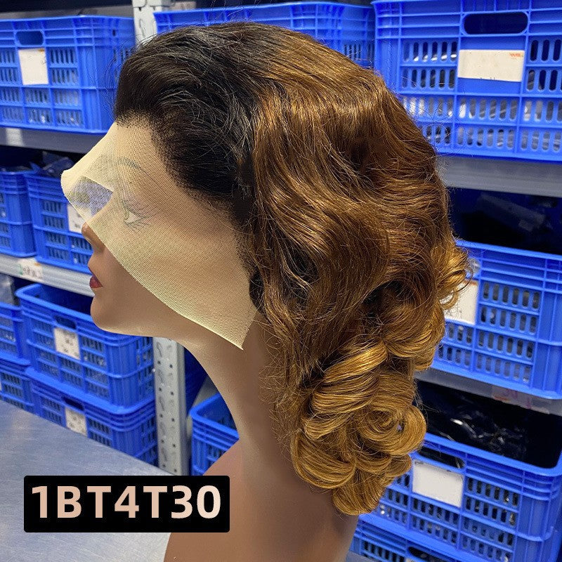 13*4 Glueless Wig Bouncy Loose Human Hair Wig Foreign Trade Wigs Real Hair