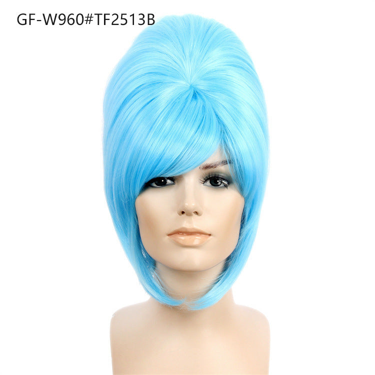 60s Retro Wig 613Blonde Gold 14 Inch Side Bangs Party Carnival Halloween Wig