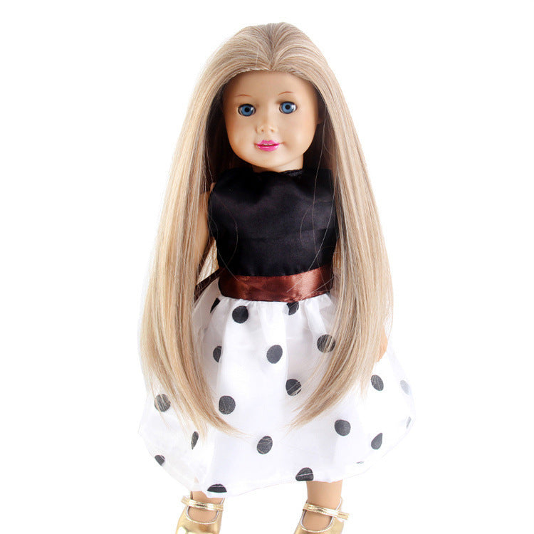 BJD American doll universal wig head cover black long straight hair easy to care for doll wig export foreign trade