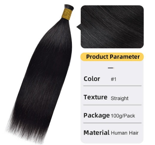 Straight Real Hair Handle Strand Crystal Wire Wig Can Be Permed and Dyed Straight Hair Handle Foreign Trade Human Hair