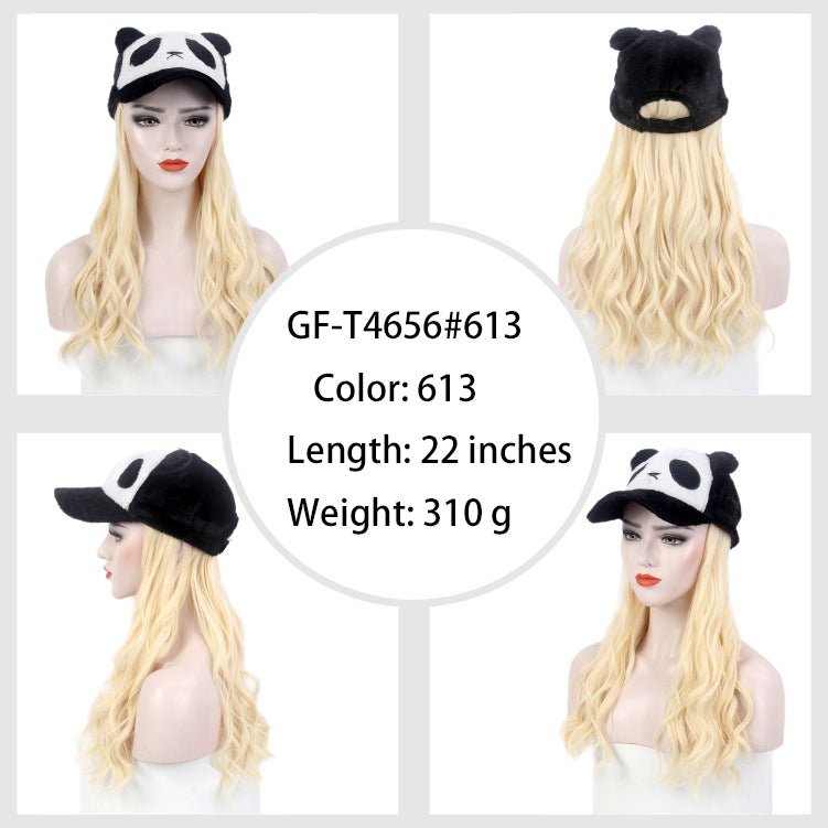 Export European & American Style Winter Women's Hat & Wig Set Long Curly 613 Blonde Wig Hat Set