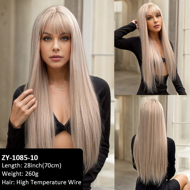 Women's Wigs Basic Models in the Parted Black Long Straight Female Chemical Fiber Wig