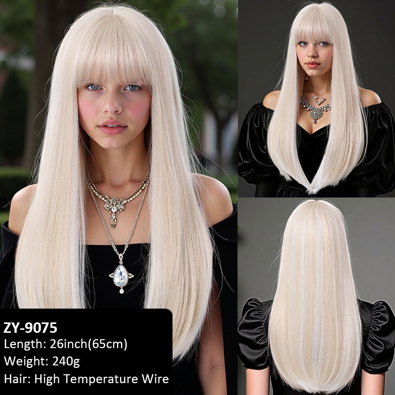 Women's Wigs Basic Models in the Parted Black Long Straight Female Chemical Fiber Wig