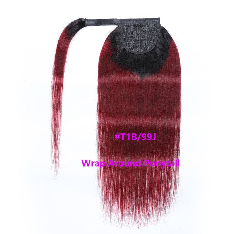 HUMAN HAIR Real Hair Wig velcro Ponytail WRAP PONYTAIL