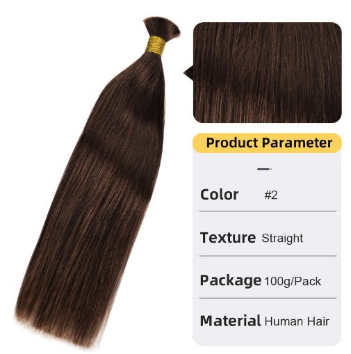 Straight Real Hair Handle Strand Crystal Wire Wig Can Be Permed and Dyed Straight Hair Handle Foreign Trade Human Hair