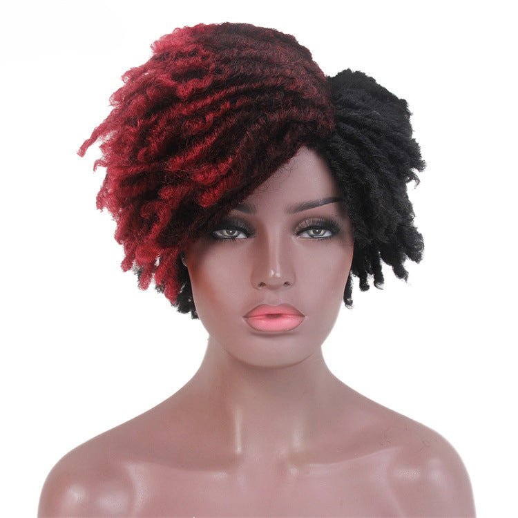 European and American dirty braid wig new arrival Amazon afro export foreign trade brown with bangs short curly wig