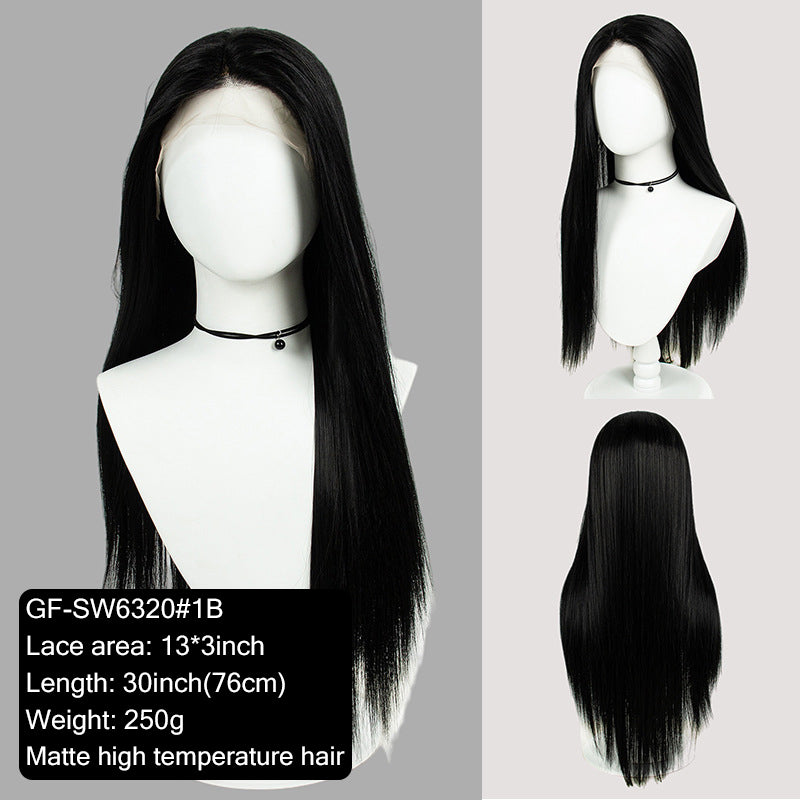 13x3 HD Lace Wig Free-parting Brown 80cm Long Curly Hair Female Front Lace Wig
