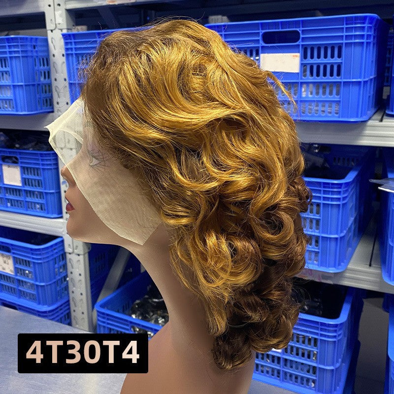 13*4 Glueless Wig Bouncy Loose Human Hair Wig Foreign Trade Wigs Real Hair