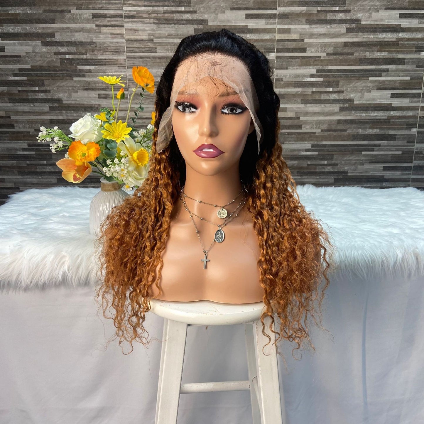 Front Lace Water Wave 13X4 Lace Frontal Wig Real Hair Head Covering Wig