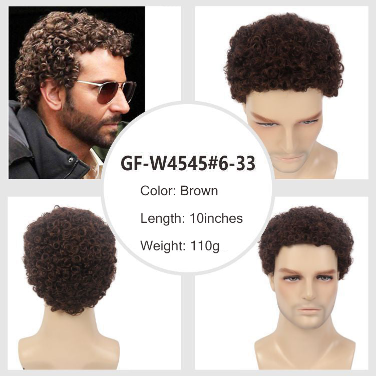 Exported to the U.S.: Kanikaren Synthetic Fiber Wig Cap for Overseas African-Style Men's Short Curly Buzz Cut Wig