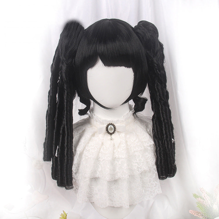 Lolita wig female long hair golden bangs Lolita Roman curls fried dough stick curls without bow wig headpiece