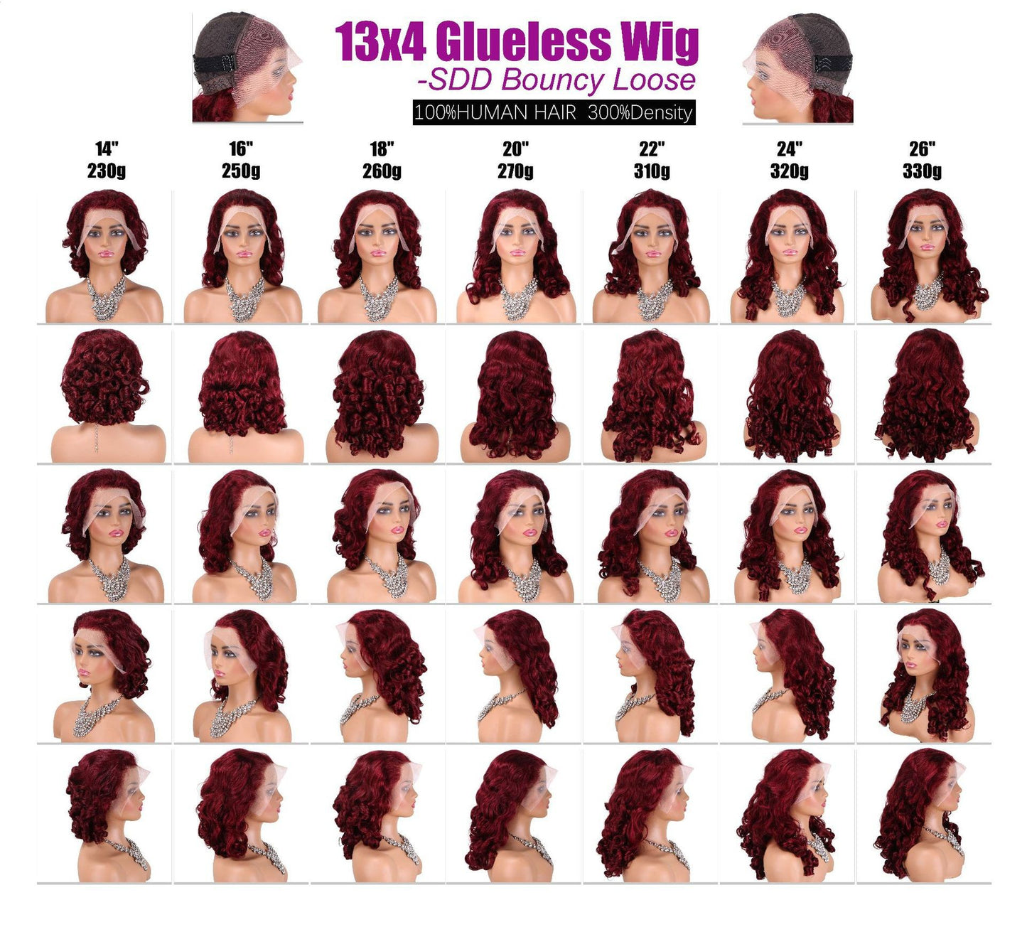 Glueless BouncyLoose Lace Front Real Hair Wig Lace Headgear